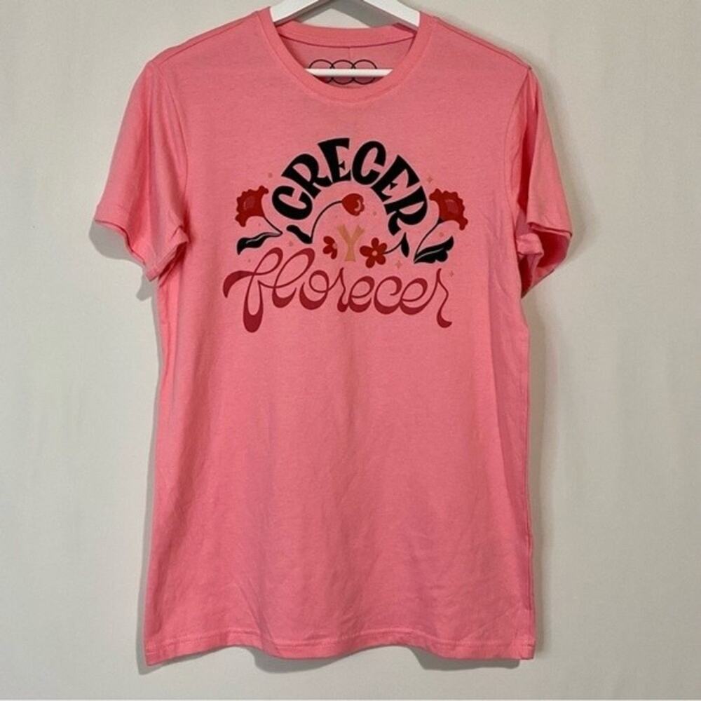 JZD Target Women’s Crecer Y Florecer Short Sleeve Graphic Tee Pink NWT
